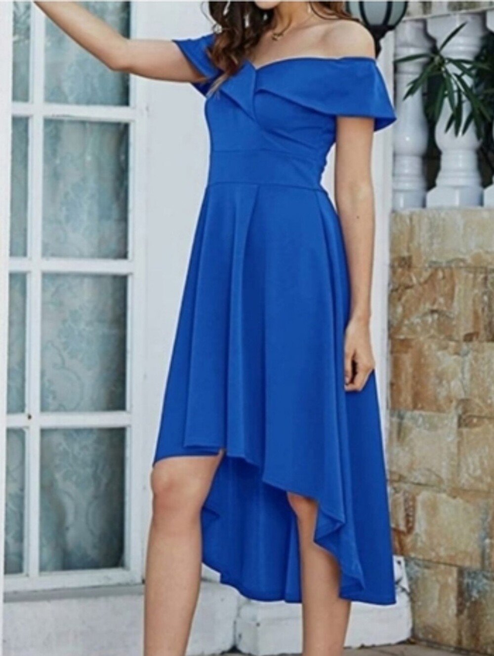 Elegant Blue Off-Shoulder Dress
